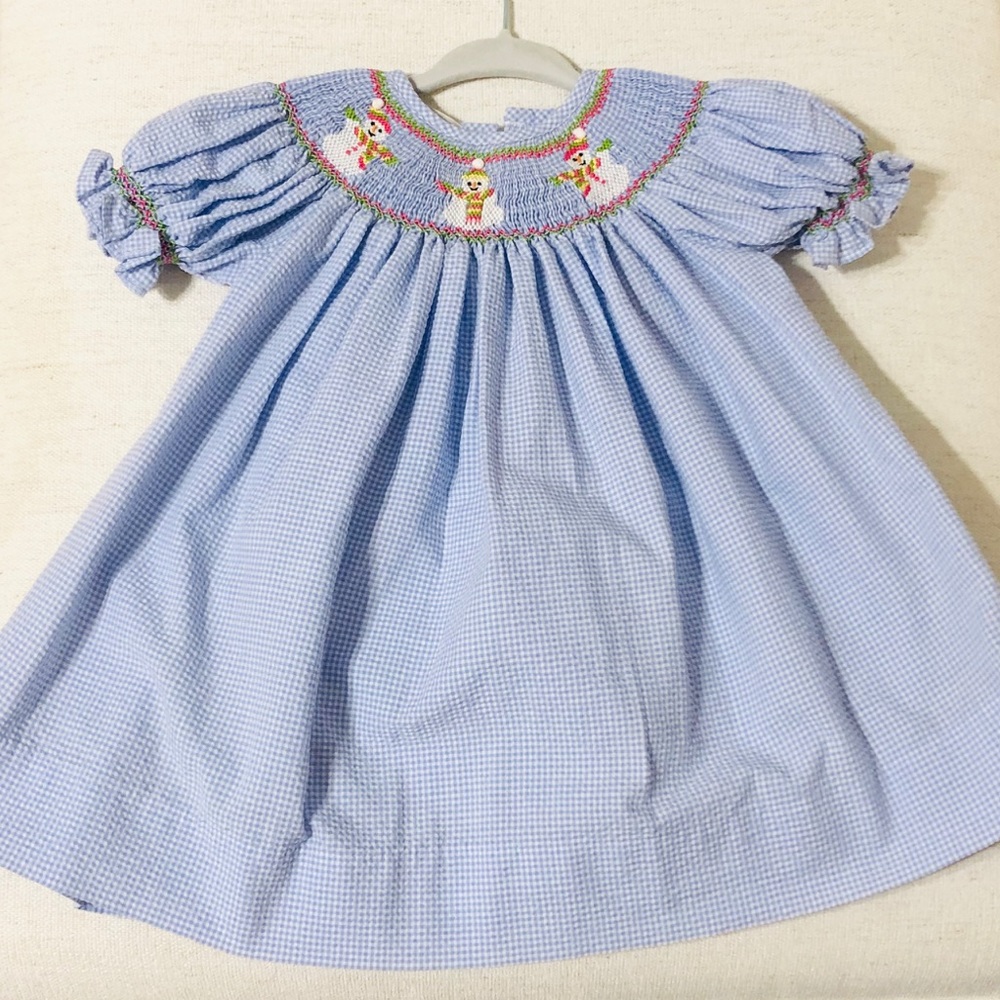 Classy Couture Snowman Smocked Dress